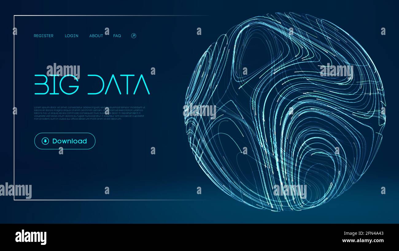 Sfondo futuristico della rete. Cloud globale per i big data. Retroscena della tecnologia digitale. Illustrazione vettoriale delle linee della sfera. Illustrazione Vettoriale