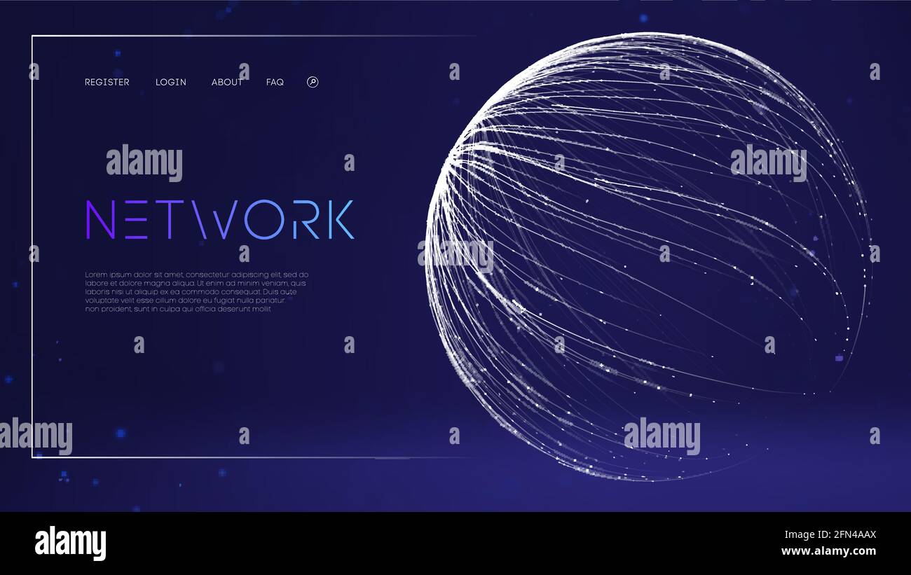 Satellite di trasferimento Blockchain sfondo futuro vettore di comunicazione. Technology Cloud World. Concetto fintech della rete globo. Trasferimento a catena di blocco Illustrazione Vettoriale