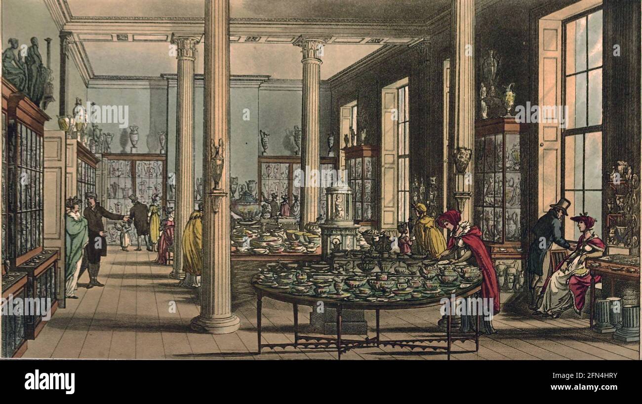 Wedgwood & Byerley in St James's Square; lo showroom di Londra nel 1809 - negozio di porcellane Foto Stock