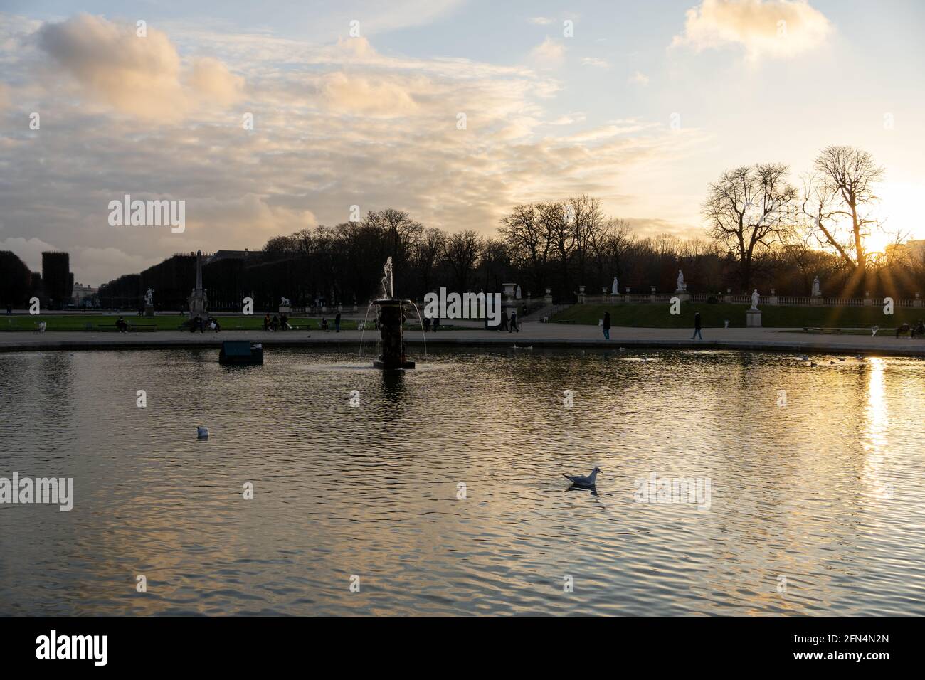 Giardini di Lussemburgo - Jardin du Luxembourg - a Parigi in un bel giorno d'inverno, 6 ° arrondissement Foto Stock