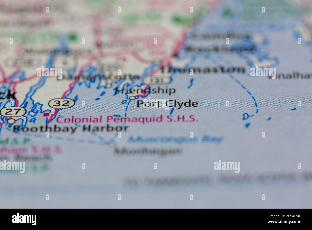 Port Clyde Maine USA mostrato su una mappa geografica o. mappa stradale Foto Stock