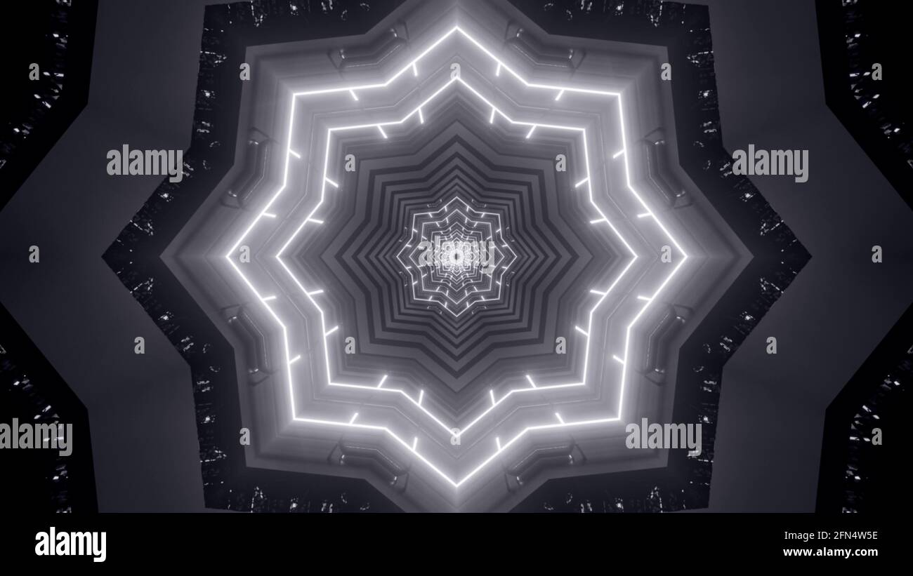 Illustrazione 3d del corridoio geometrico UHD 4K Foto Stock