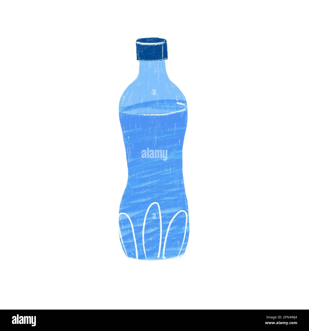 Disegno a mano Illustrazione di una bottiglia di colore blu acqua isolato  su bianco Foto stock - Alamy