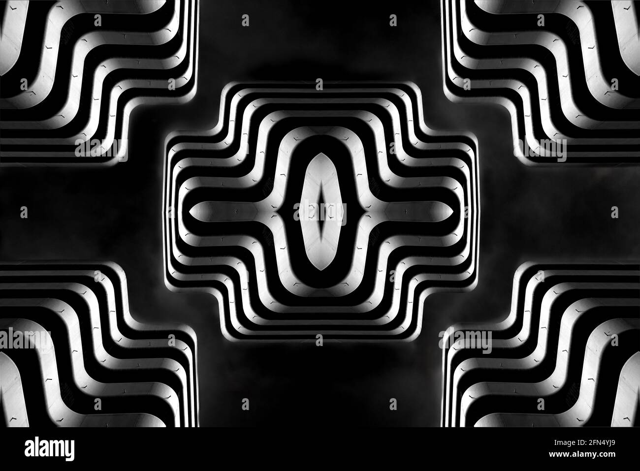 Creazione grafica e astratta dai dettagli di una foto architettonica Foto Stock