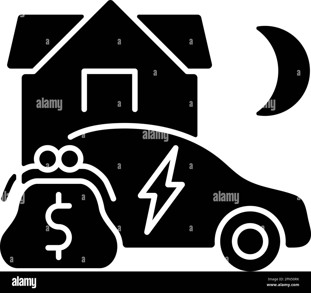 Icona glifo nero della tariffa energetica EV Illustrazione Vettoriale