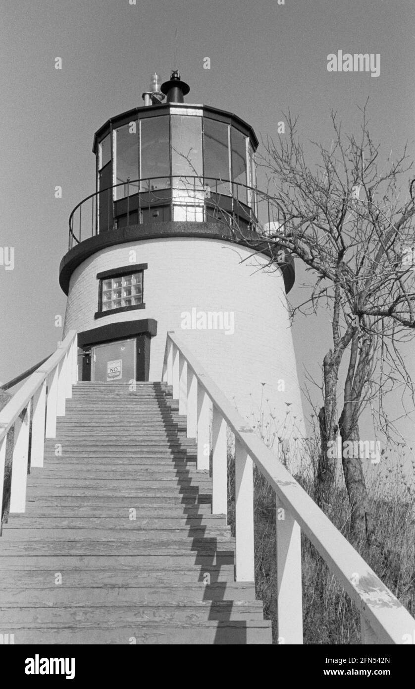Faro di Wowls Head, Owls Head, ME, Nov 1992. Parte di una serie di 35 fari della costa orientale americana fotografati tra novembre 1992 e settembre 1993. Foto Stock