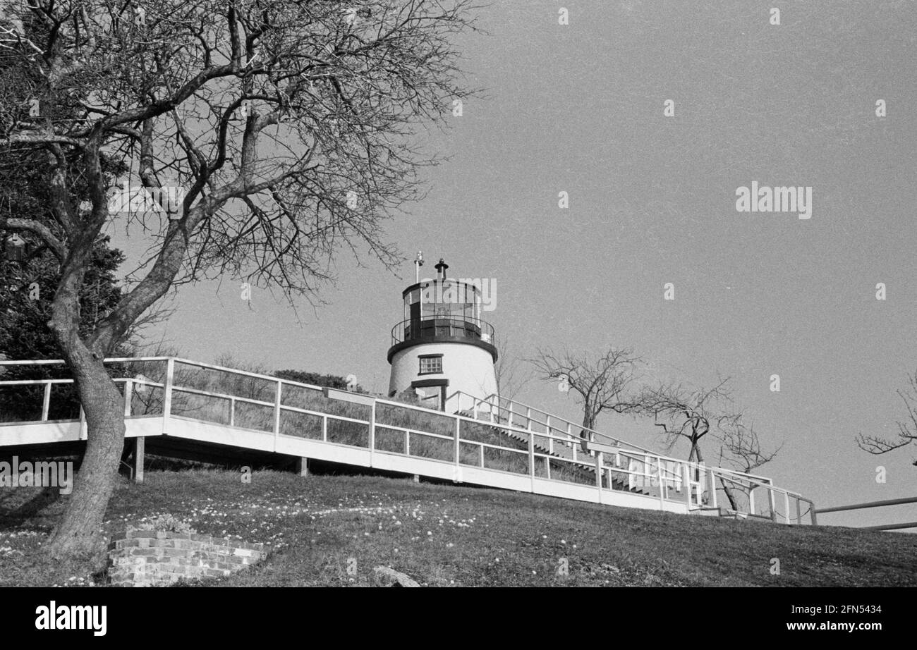 Faro di Wowls Head, Owls Head, ME, Nov 1992. Parte di una serie di 35 fari della costa orientale americana fotografati tra novembre 1992 e settembre 1993. Foto Stock