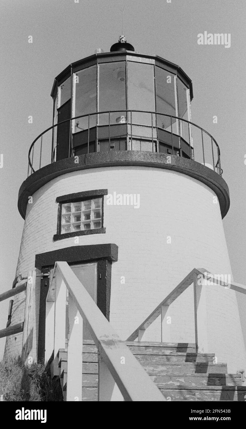 Faro di Wowls Head, Owls Head, ME, Nov 1992. Parte di una serie di 35 fari della costa orientale americana fotografati tra novembre 1992 e settembre 1993. Foto Stock