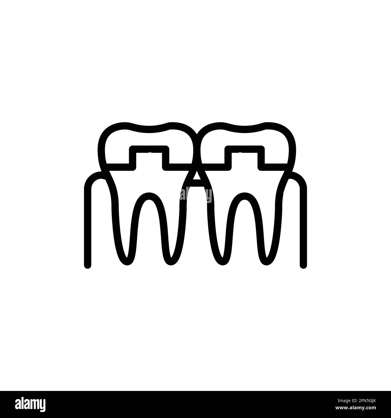 Icona della linea di colore dei denti incoronati. Elemento vettoriale isolato. Pittogramma per pagina web, app mobile, promo Illustrazione Vettoriale