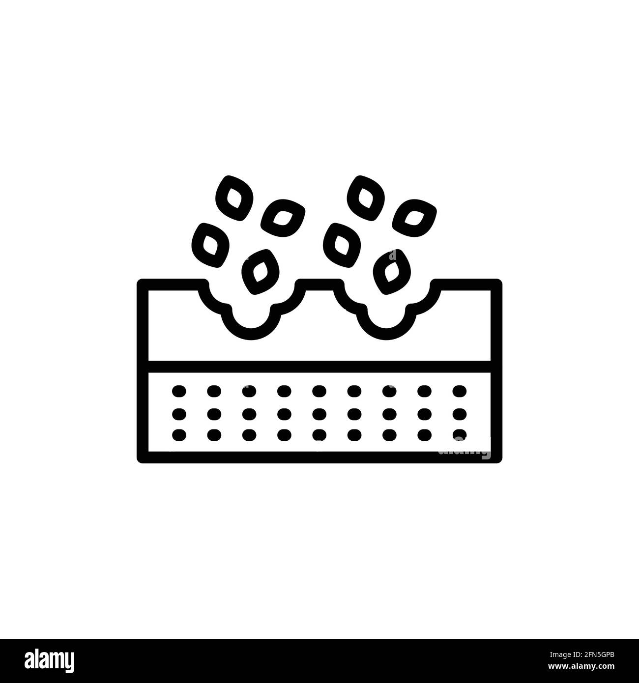 Icona della linea di colore dei semi di piantatura. Elemento vettoriale isolato. Pittogramma per pagina web, app mobile, promo Illustrazione Vettoriale