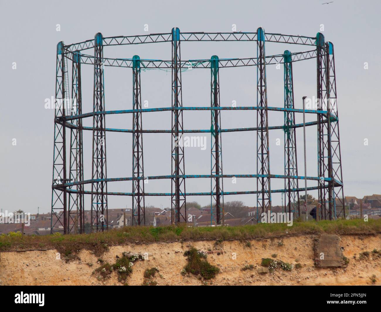 La struttura di un vecchio serbatoio di stoccaggio del gas a Brightoin Foto Stock