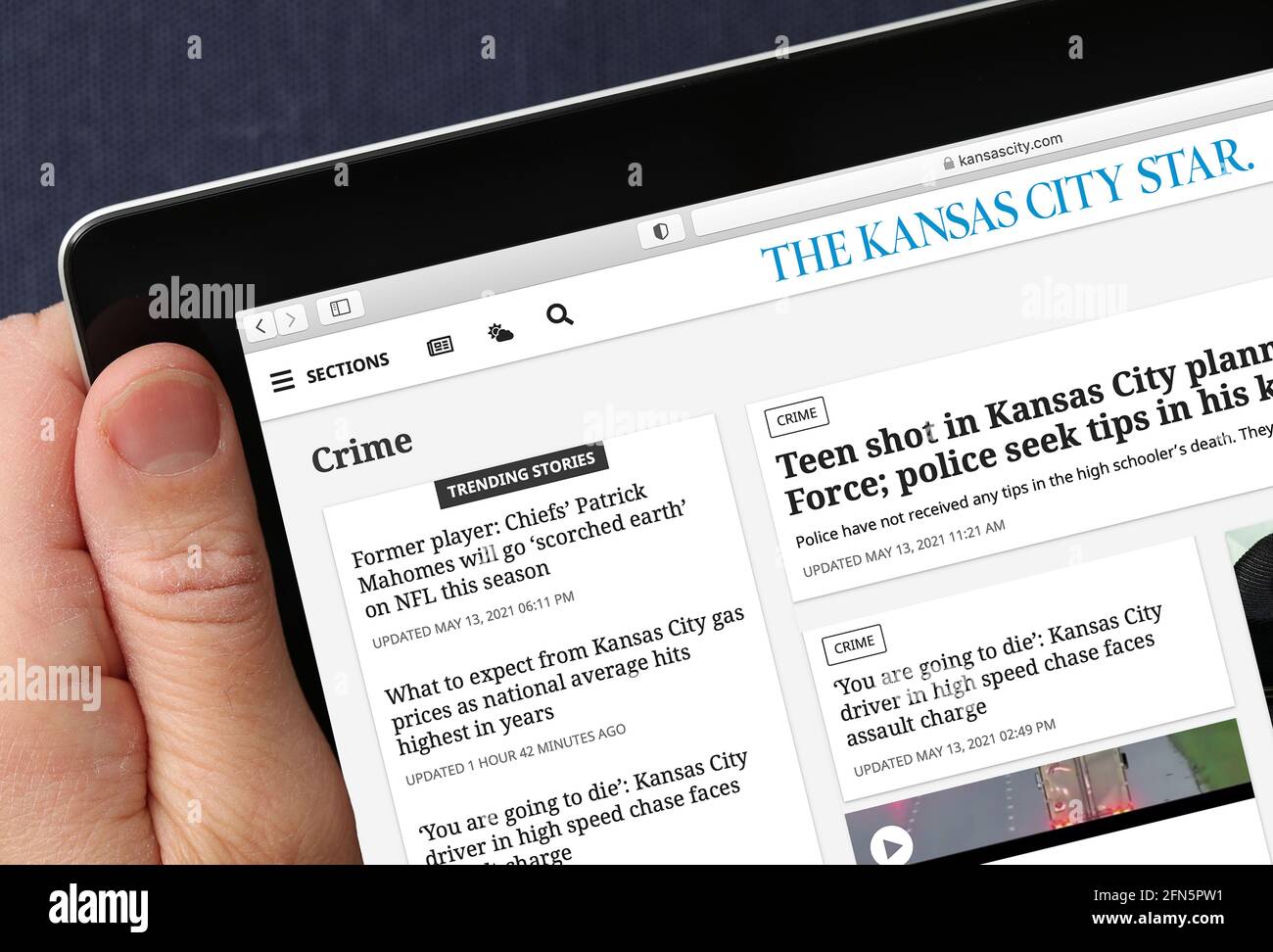 Il sito Web di Kansas City Star è stato visualizzato su un iPad (solo per uso editoriale) Foto Stock