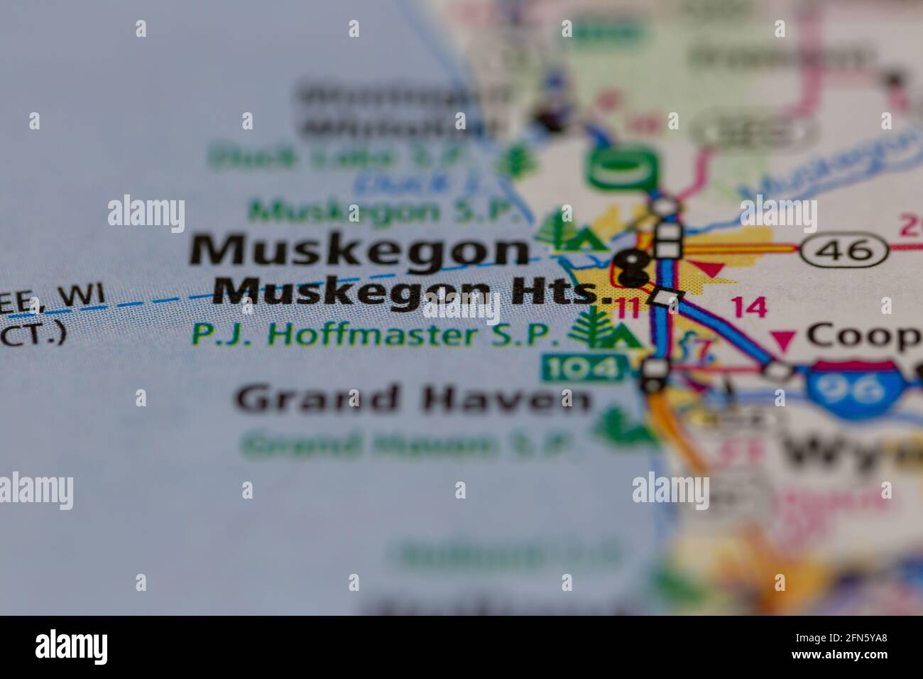 Muskegon Heights Michigan USA mostrato su una mappa geografica o. mappa stradale Foto Stock