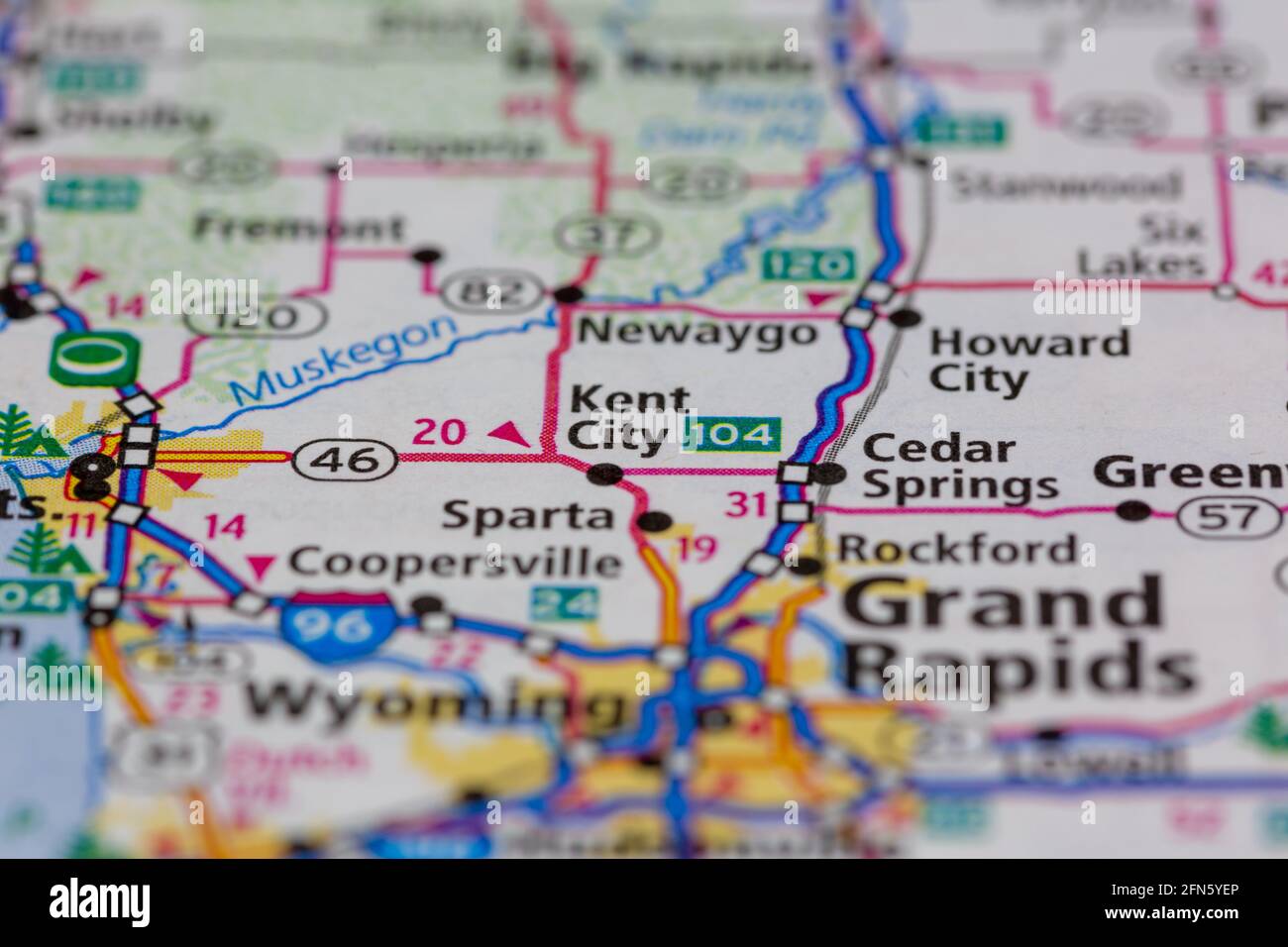 Kent City Michigan USA mostrato su una mappa geografica o. mappa stradale Foto Stock
