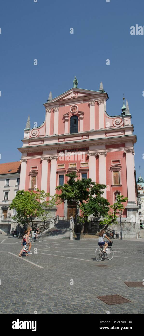 Chiesa Francescana Presernov Piazza Trig Ljubljana Foto Stock