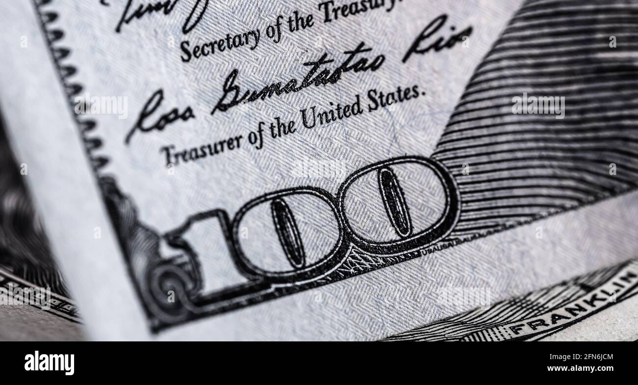 Cento dollari in macro shot Foto Stock