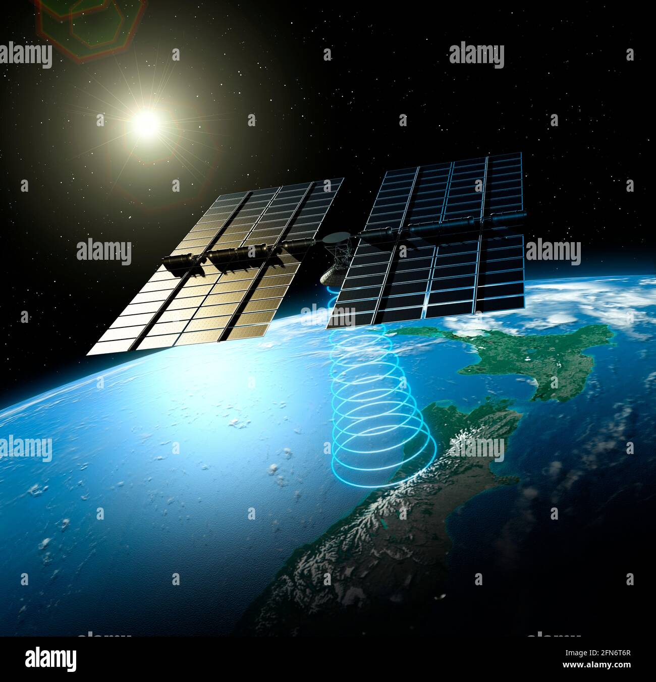 Energia solare basata sullo spazio, illustrazione Foto Stock
