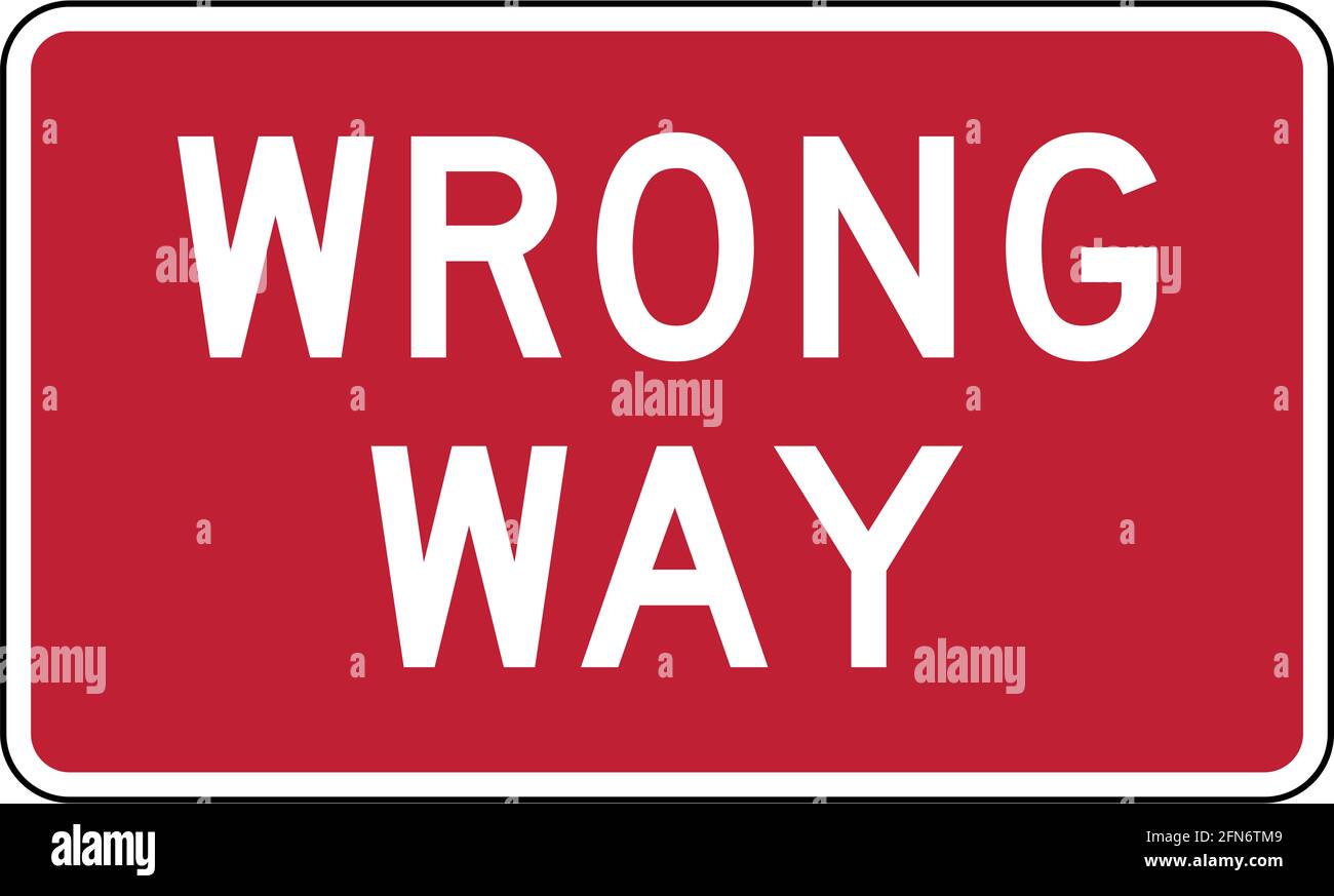 Wrong Way Illustrazione ufficiale dei cartelli stradali statunitensi Foto Stock