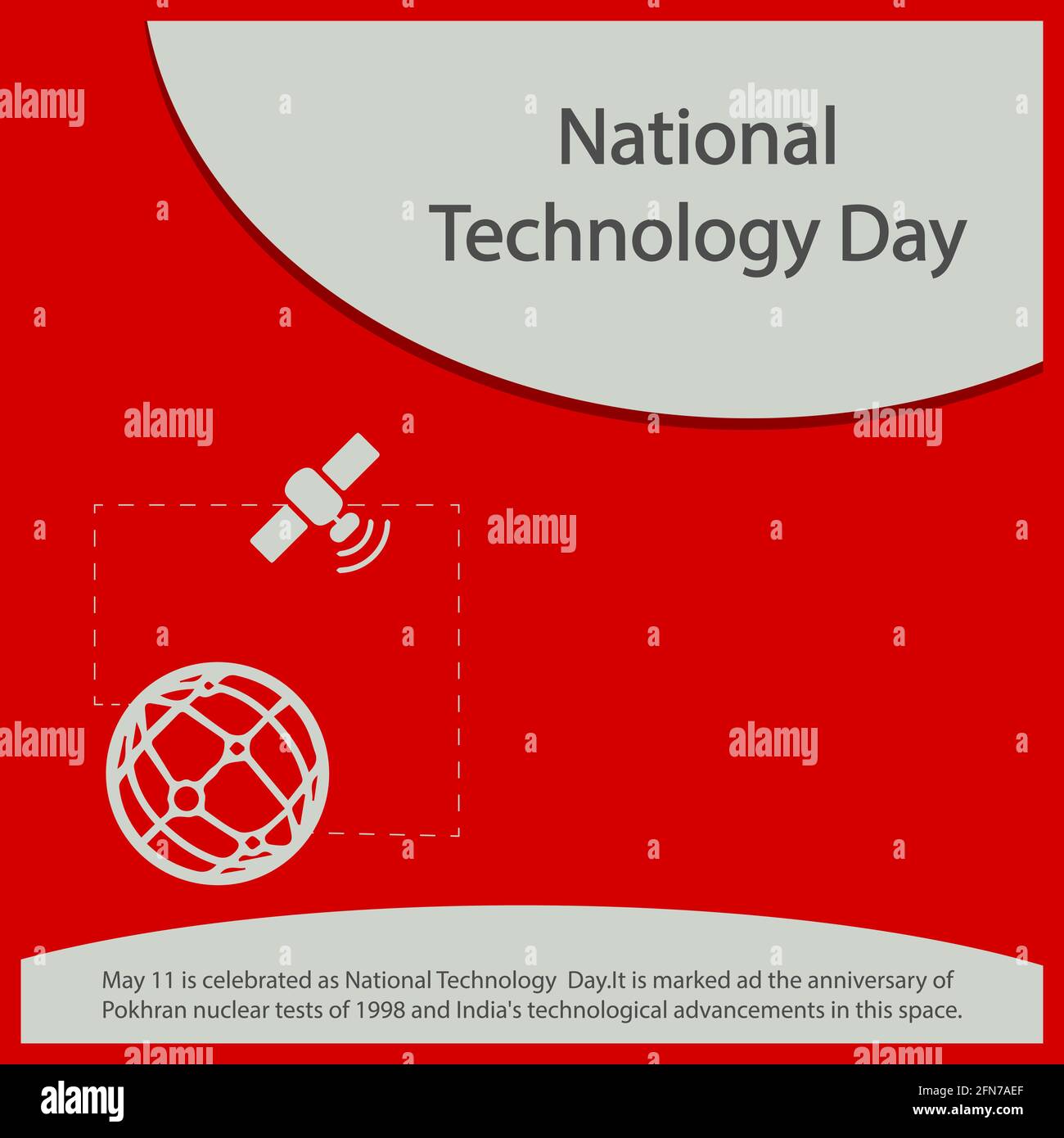 Il 11 maggio è celebrato come Giornata nazionale della tecnologia. E 'segnato l'anniversario dei test nucleari Pokhran del 1998 e l'avvento tecnologico dell'India Illustrazione Vettoriale