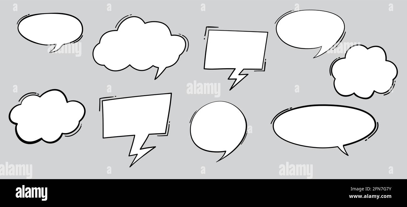 Design set effetto boom per fumetti. Fumetto nuvola, simbolo suono pow, pow bomba. Fumetti bolle di discorso set Illustrazione Vettoriale