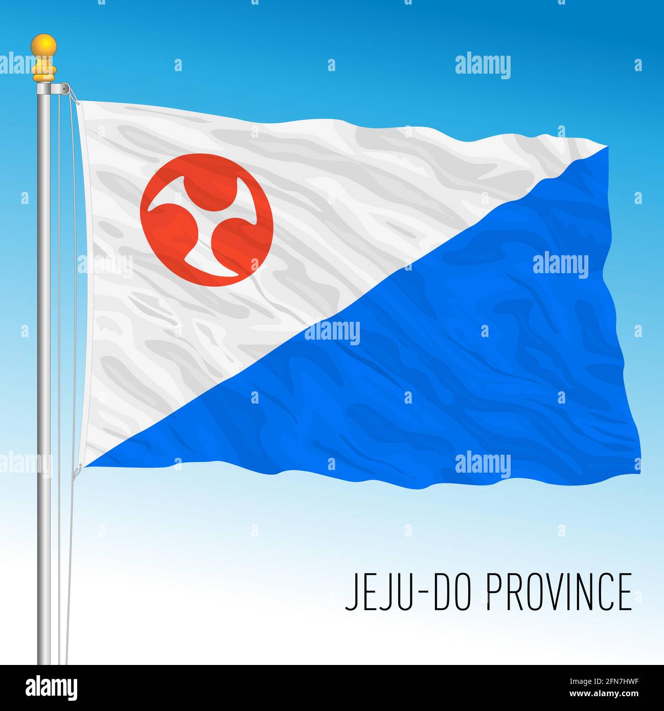 Provincia di Jeju-do, bandiera ufficiale della Corea del Sud, paese asiatico, illustrazione vettoriale Illustrazione Vettoriale