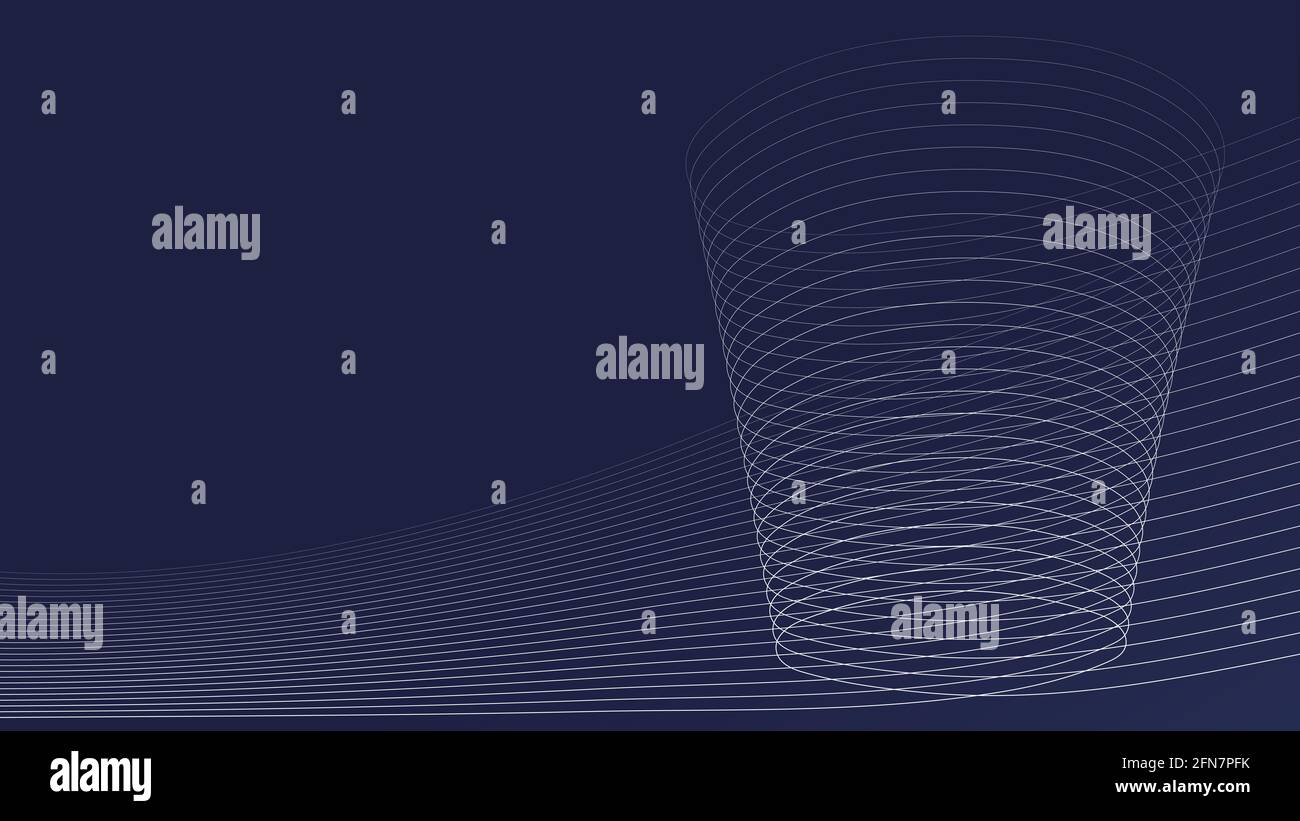 Astratto sfondo blu con torre di linee, concetto di crescita e sviluppo Foto Stock