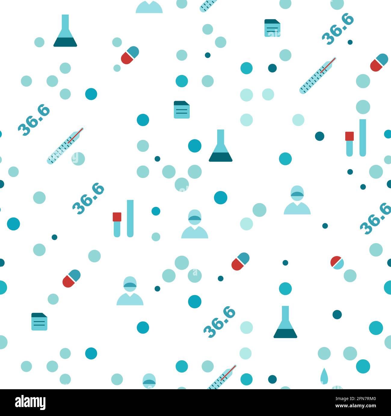 Motivo a punti. Cerchi blu di diverse dimensioni su sfondo bianco. Background tecnologico. Illustrazione vettoriale per striscioni, panni, carta da imballaggio Illustrazione Vettoriale