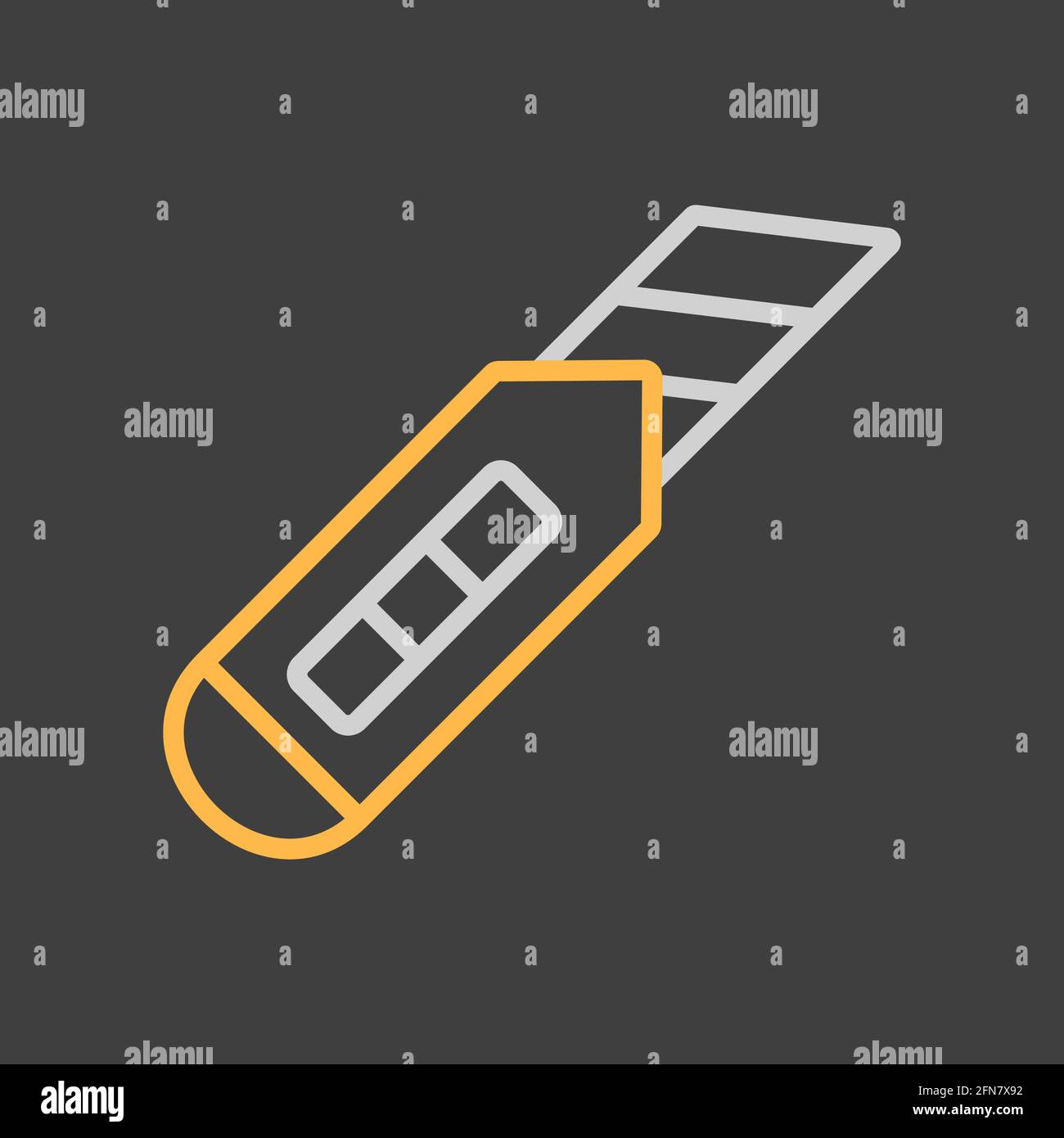 Icona piatta vettore coltello per edilizia su sfondo scuro. Costruzione, riparazione e costruzione. Simbolo grafico per il tuo sito web design, logo, app, U Illustrazione Vettoriale