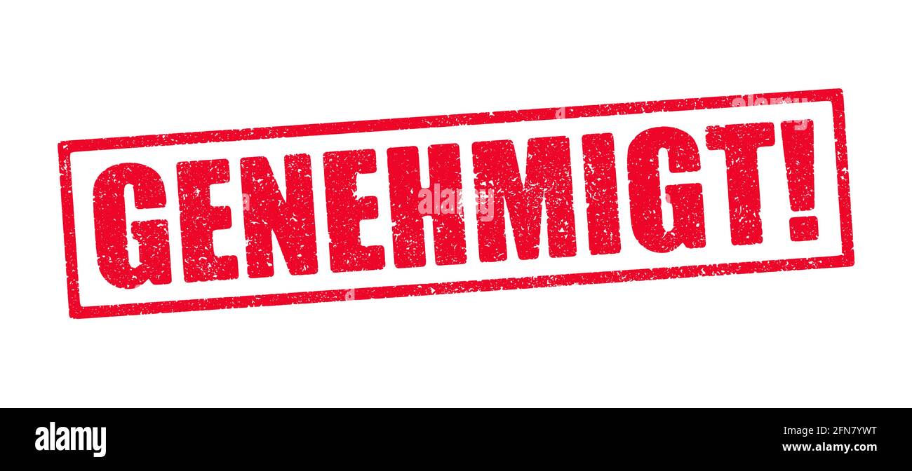 Illustrazione vettoriale della parola tedesca Genehmigt (approvata) in rosso timbro di inchiostro Illustrazione Vettoriale