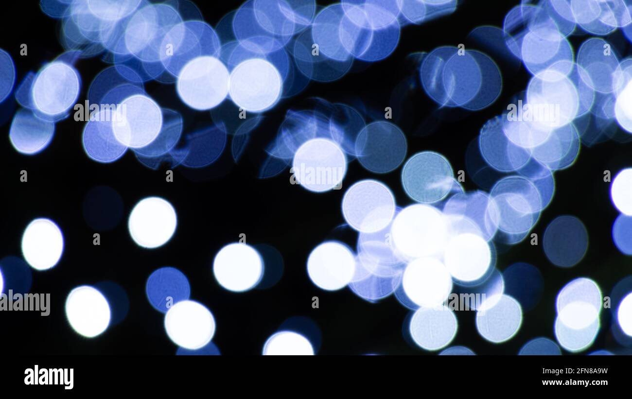 Sfondo astratto di aloni o cerchi bianchi e blu in un albero Foto Stock