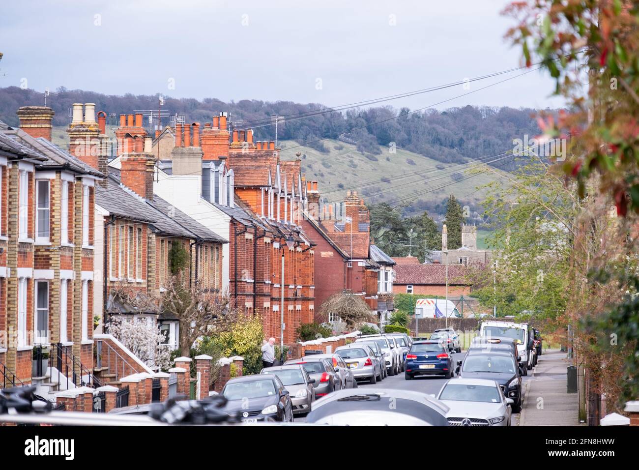 Dorking, Surrey Regno Unito: Case residenziali nella bella città di mercato nelle colline Surrey Foto Stock