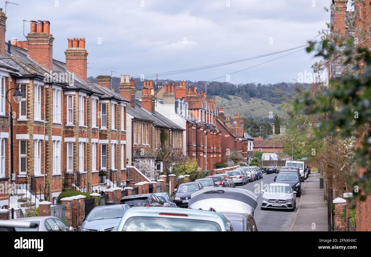 Dorking, Surrey Regno Unito: Case residenziali nella bella città di mercato nelle colline Surrey Foto Stock