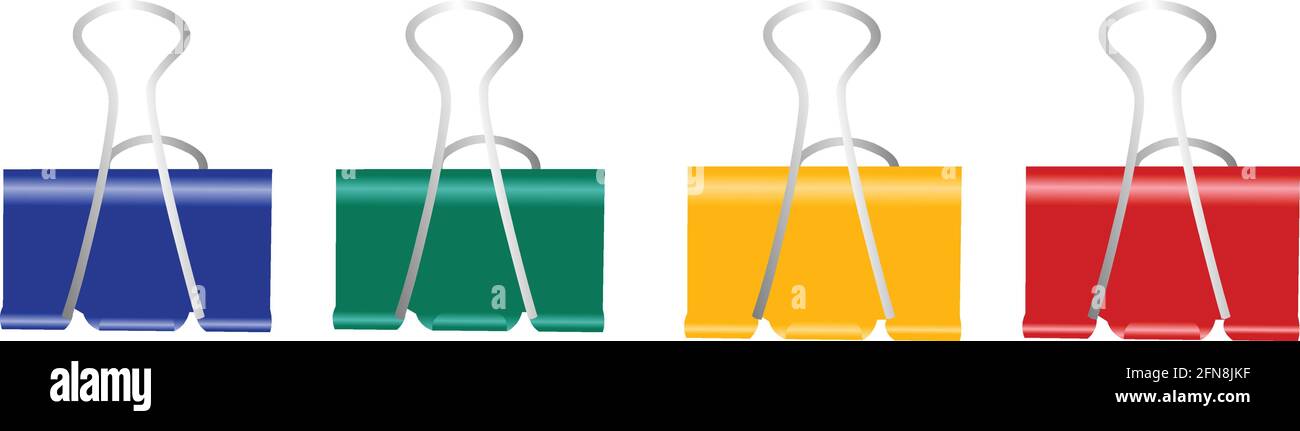 vettore di note adesive con graffetta, isolato su sfondo bianco. Illustrazione Vettoriale