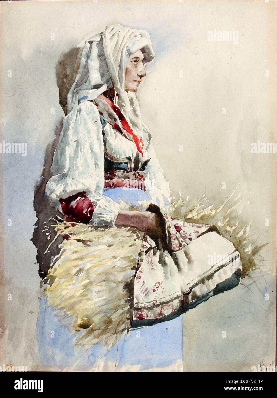 Donna contadina italiana, fine del XIX-inizio del XX secolo. Foto Stock