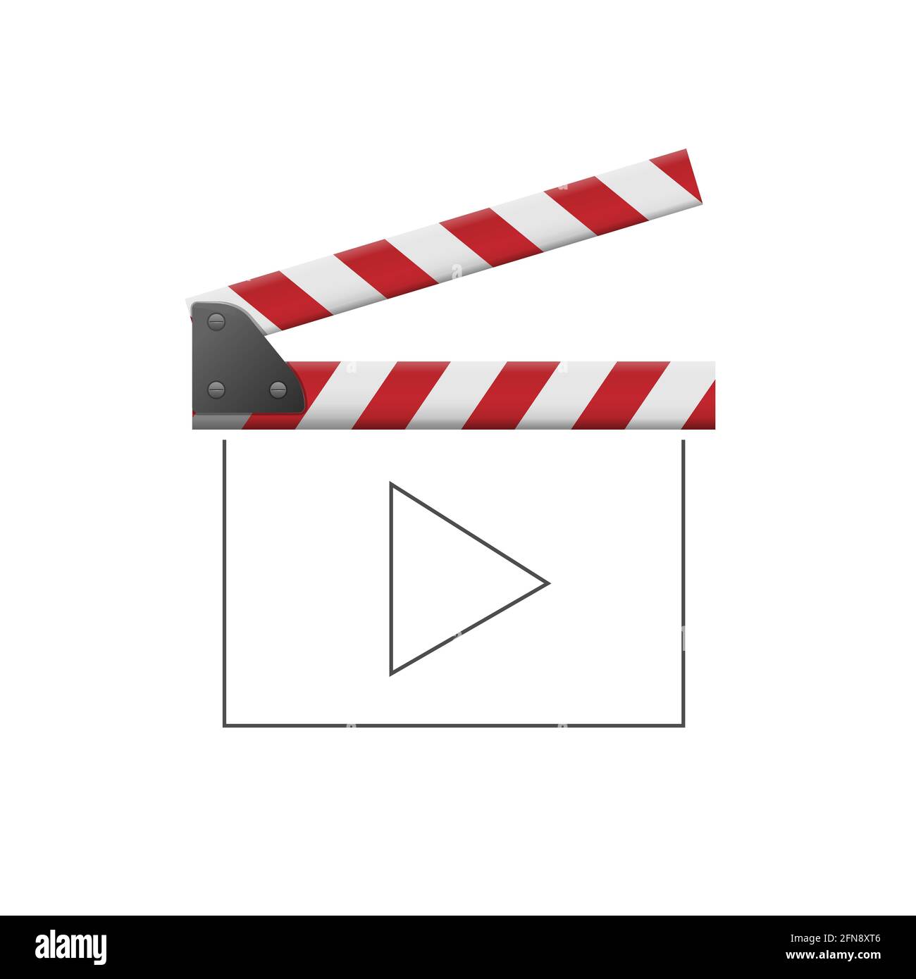 Clapper di film rosso con segno di gioco sottile Illustrazione Vettoriale