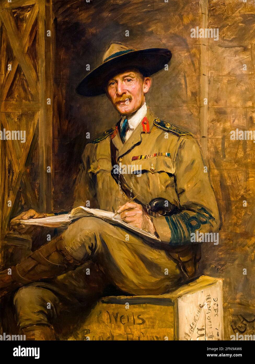 Robert Baden-Powell. Ritratto del fondatore del movimento Scout, tenente generale Robert Stephenson Smyth Baden-Powell, 1° barone Baden-Powell, (1857-1941), di Sir Hubert von Herkomer, olio su tela, 1903 Foto Stock