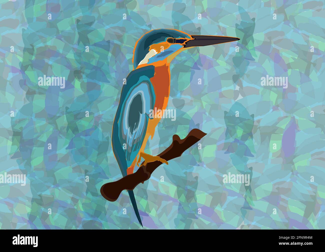 Collage tipo illustratore arte di Kingfisher. Collage sfondo Foto Stock