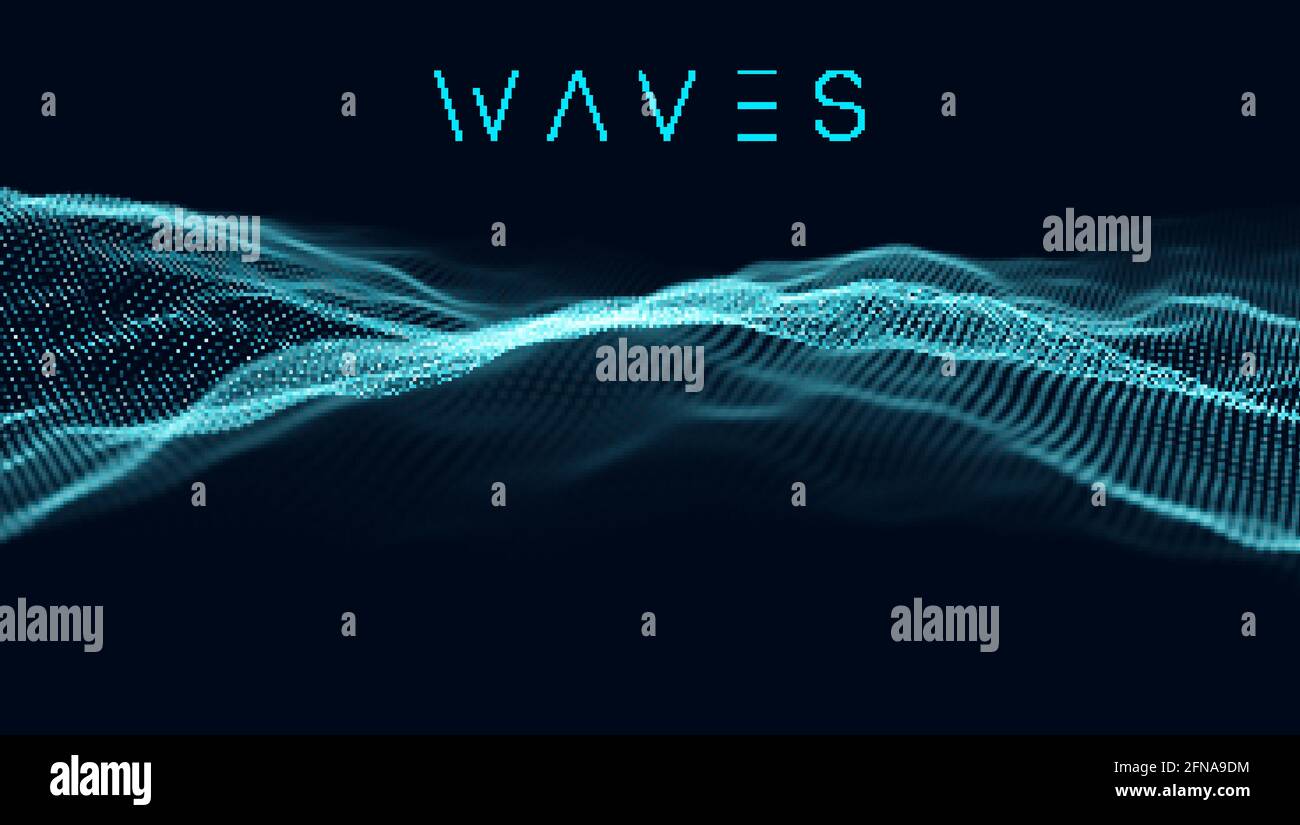Sfondo onda musicale. Sfondo astratto dell'onda sonora vettoriale. Visualizzazione dei big data . Illustrazione Vettoriale
