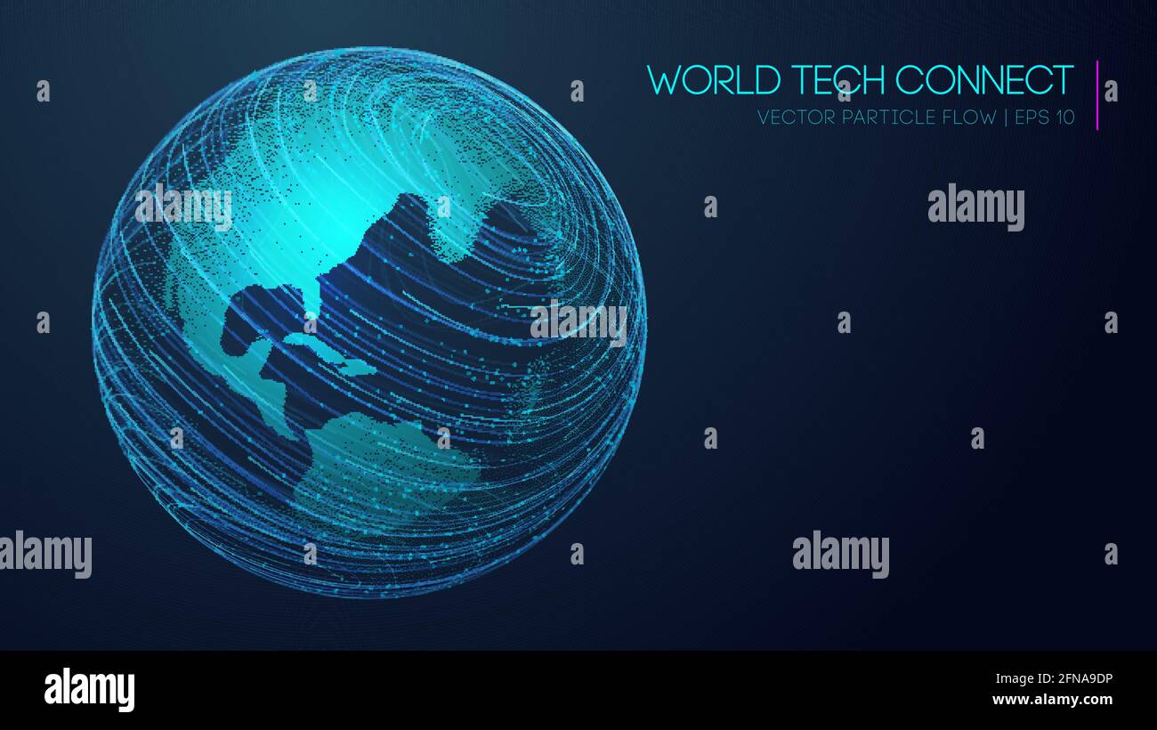 World tech Connect, cyberspazio ed energia visiva. Analisi della struttura della connettività del mondo informatico. Rete Internet e scienza, background tecnologico Illustrazione Vettoriale