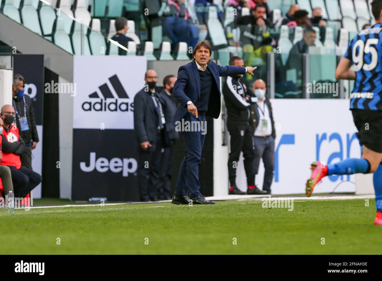 Antonio Conte, allenatore del FC Internazionale, durante la partita tra Juventus FC e FC Internazionale allo stadio Allianz il 15 maggio 2021 a Torino Foto Stock