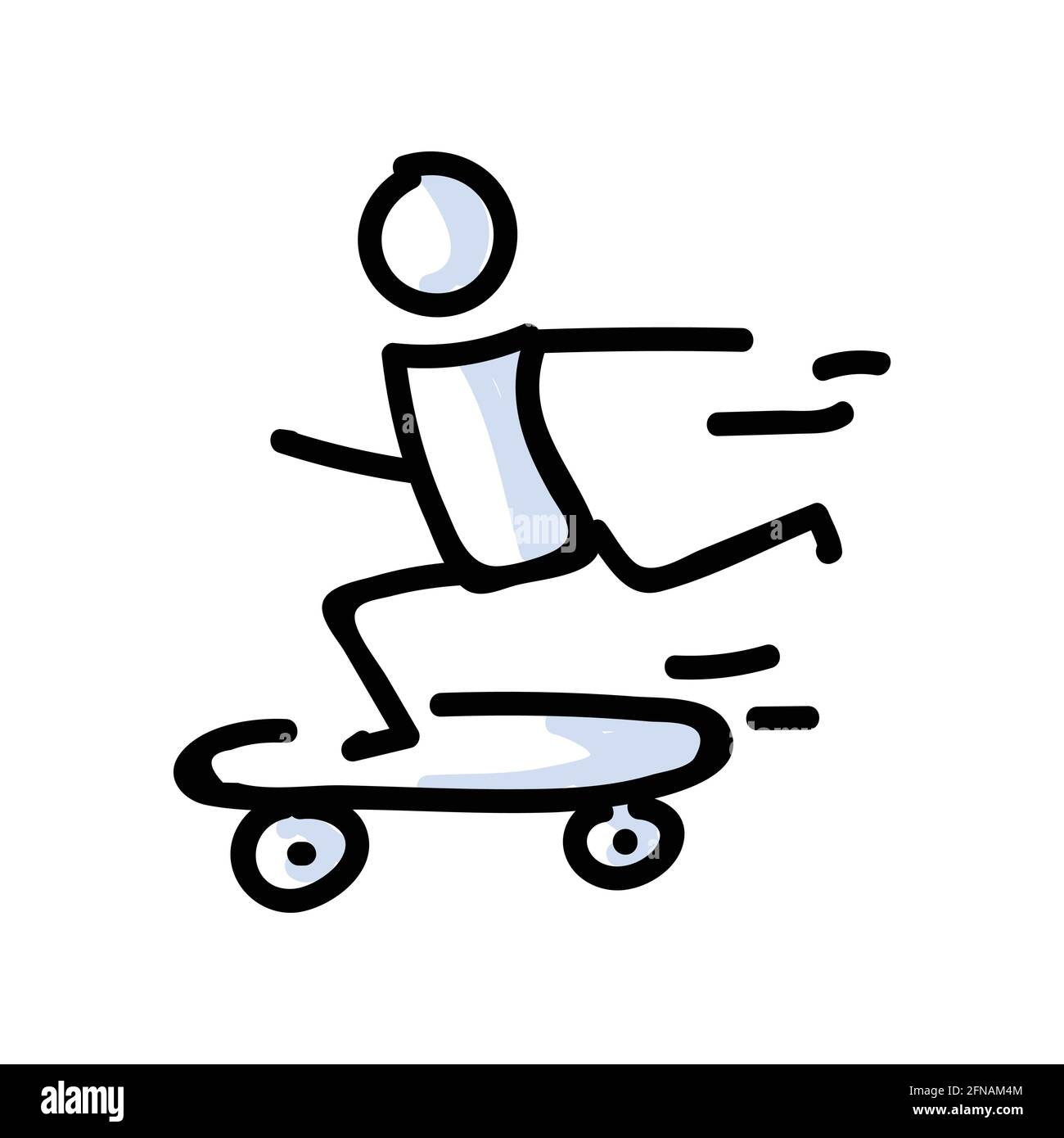 Personaggio Stick Rider disegnato a mano su skateboard. Concetto di  attività sportiva stunt. Semplice motivo icona per Teen Fun Skateboarder  Trucks. Salta, Ride, Ramp Immagine e Vettoriale - Alamy
