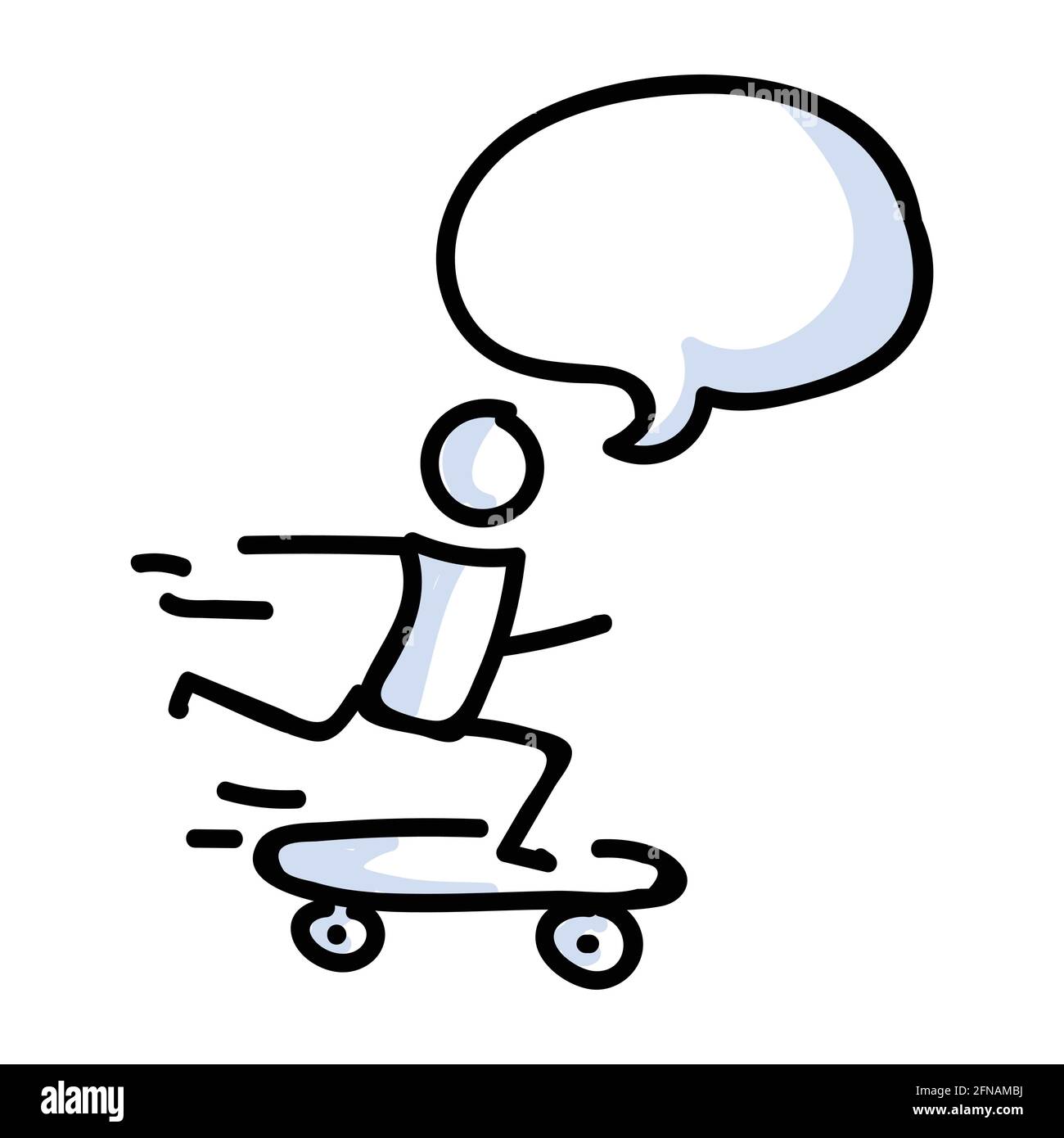 Personaggio Stick Rider disegnato a mano su skateboard. Concetto di  attività sportiva stunt. Semplice icona motivo per Teen Fun Skateboarder  Speech Bubble. Salta, Ride Immagine e Vettoriale - Alamy