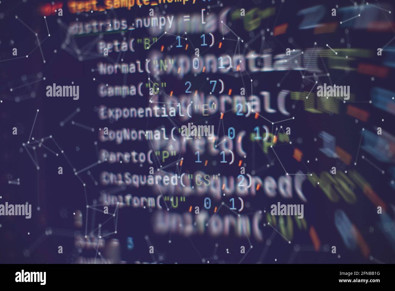 Codice sorgente software. Codice di programmazione. Codice di memorizzazione sullo schermo del calcolatore. Sviluppatore che lavora sui codici di programma in ufficio. Foto Stock