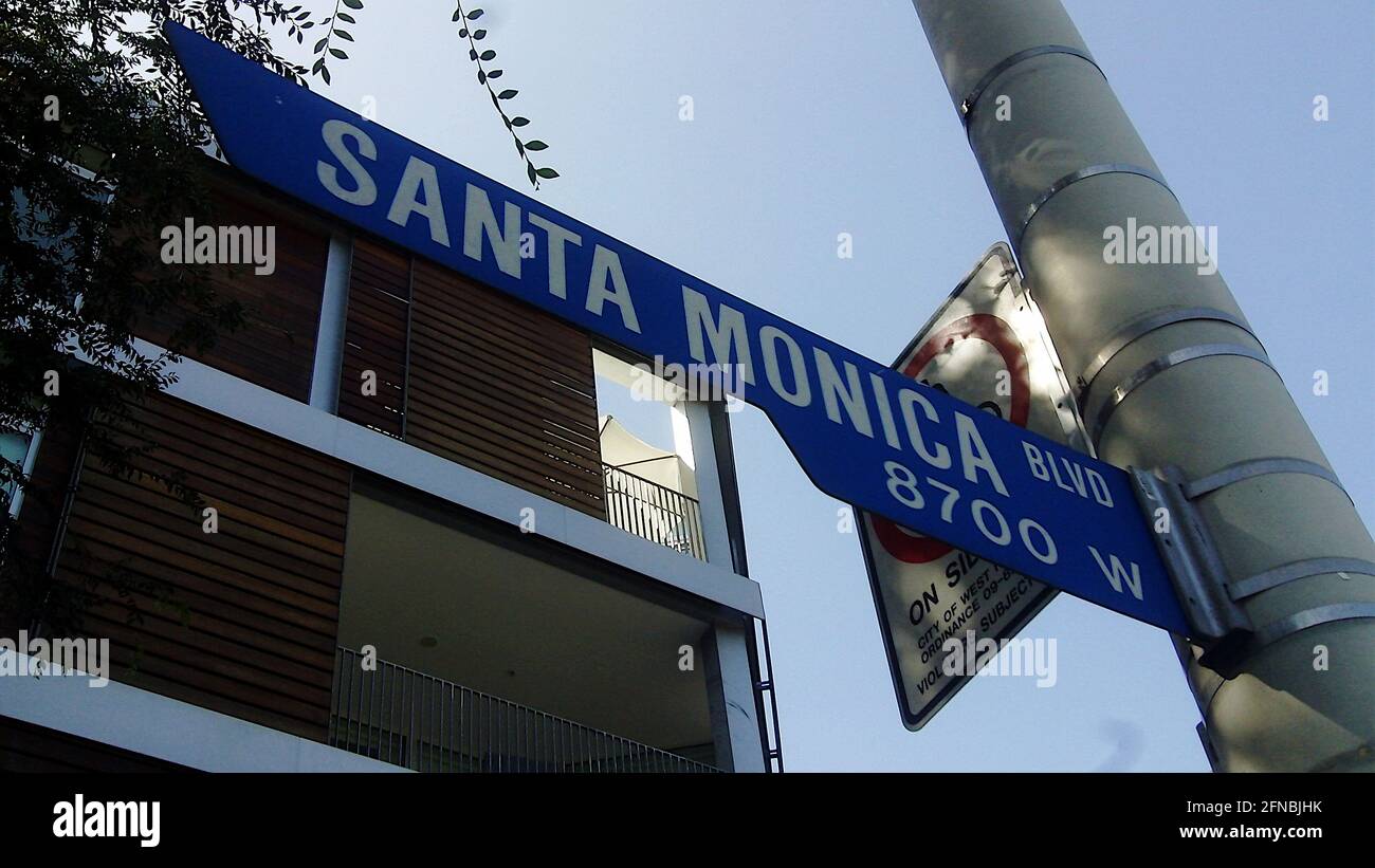 Cartello Santa Monica Boulevard a Los Angeles Foto Stock