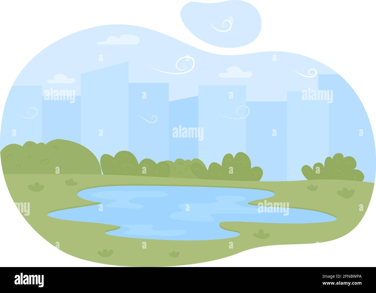 Lago in pianura 2D vettore banner web, poster Illustrazione Vettoriale