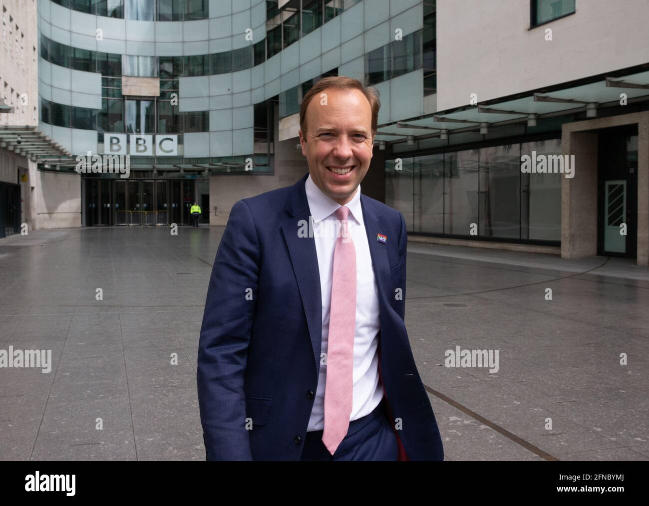 Londra, Regno Unito. 16 maggio 2021. Londra, Regno Unito, . Matt Hancock, Segretario di Stato per la Salute, ha rilasciato un'intervista dopo essere comparso su 'The Andrew Marr Show'. Credit: Mark Thomas/Alamy Live News Foto Stock