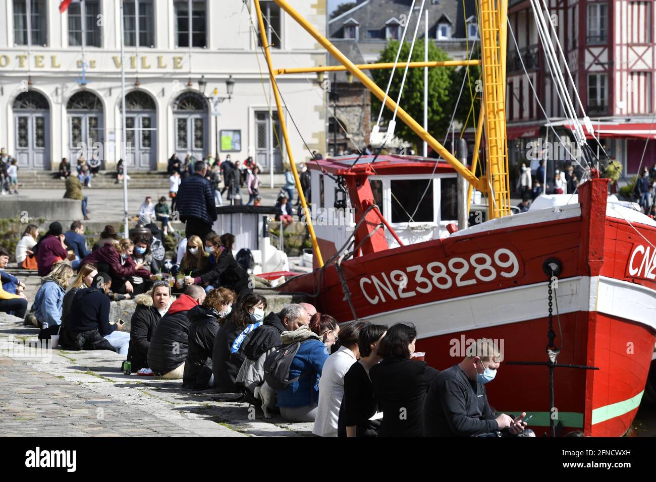 Fine del fine settimana di Lockdown a Honfleur - Calvados - Francia Foto Stock