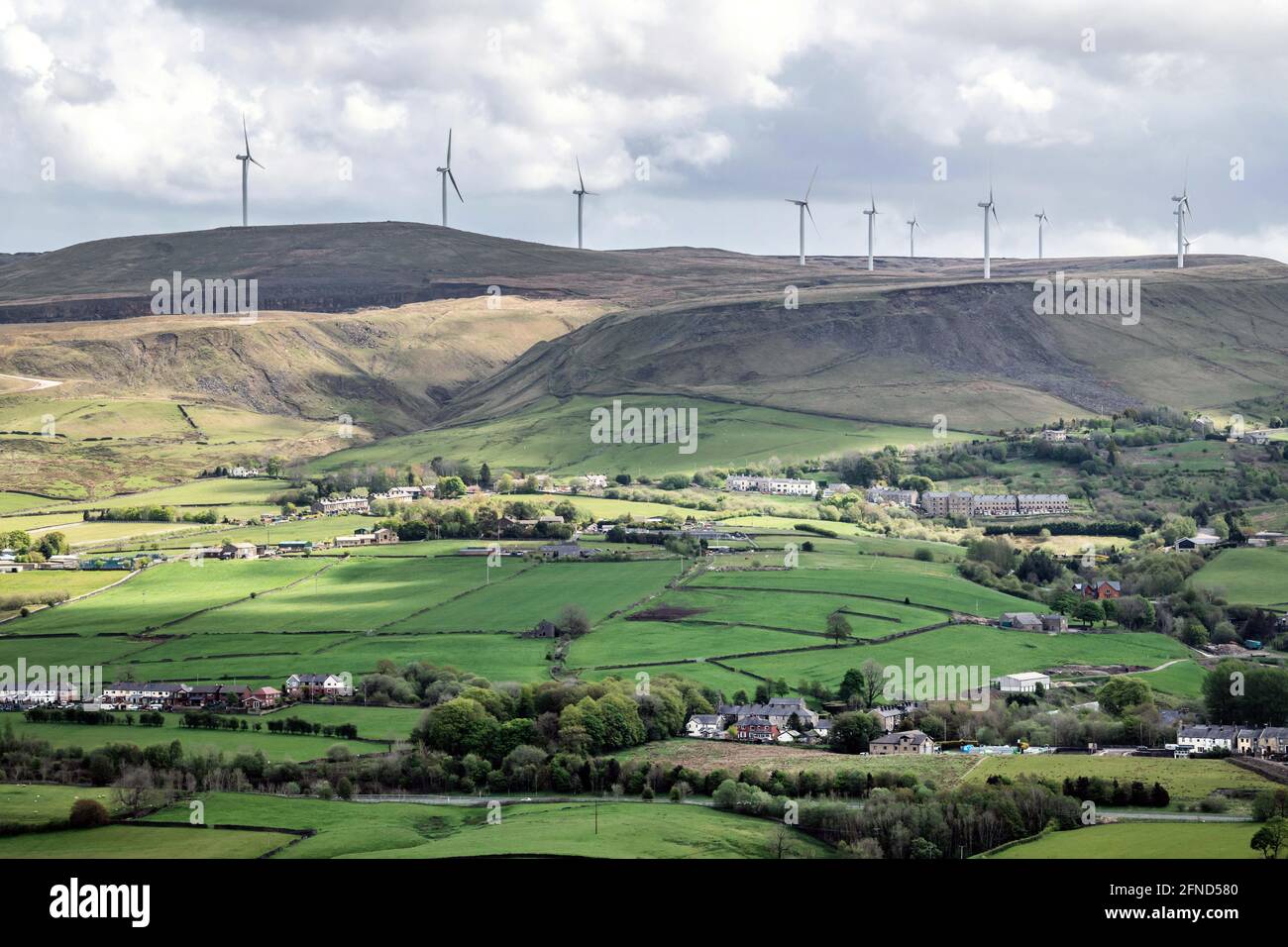 Scout Moor vento fattoria, tra Rochdale e Bury. Foto Stock