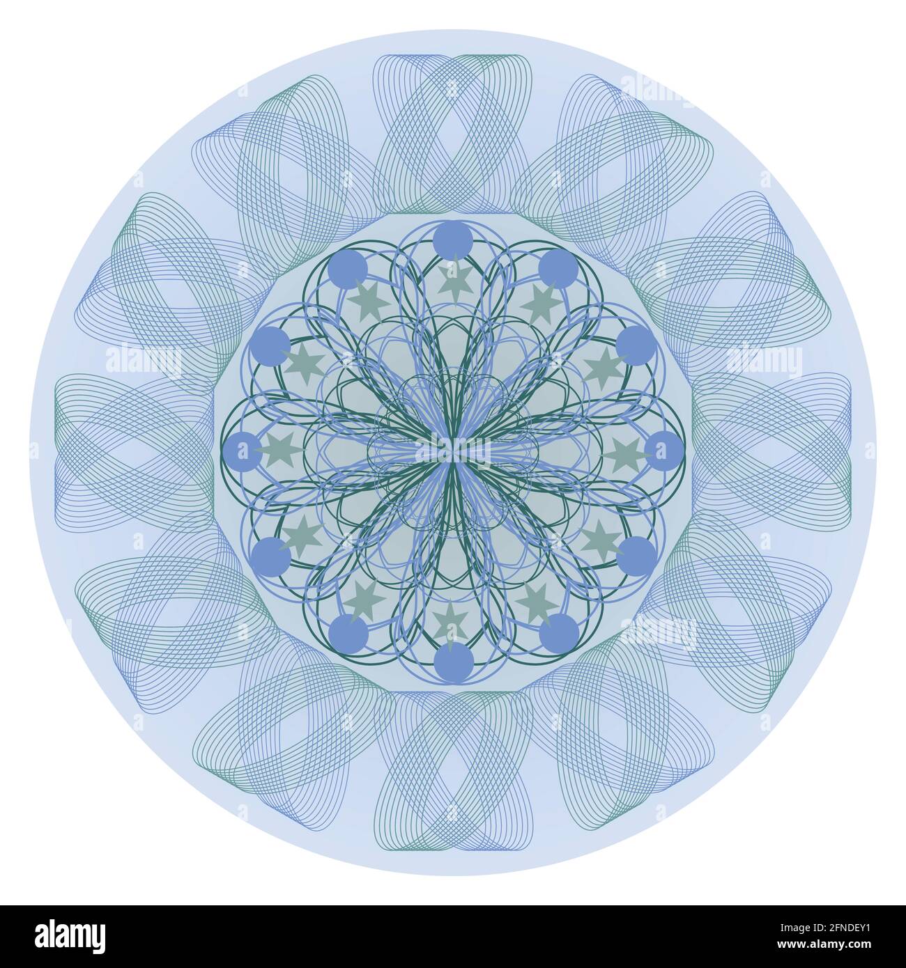 Mandala blu per meditazione calmante, modelli tradizionali orientali composti in cerchio Illustrazione Vettoriale