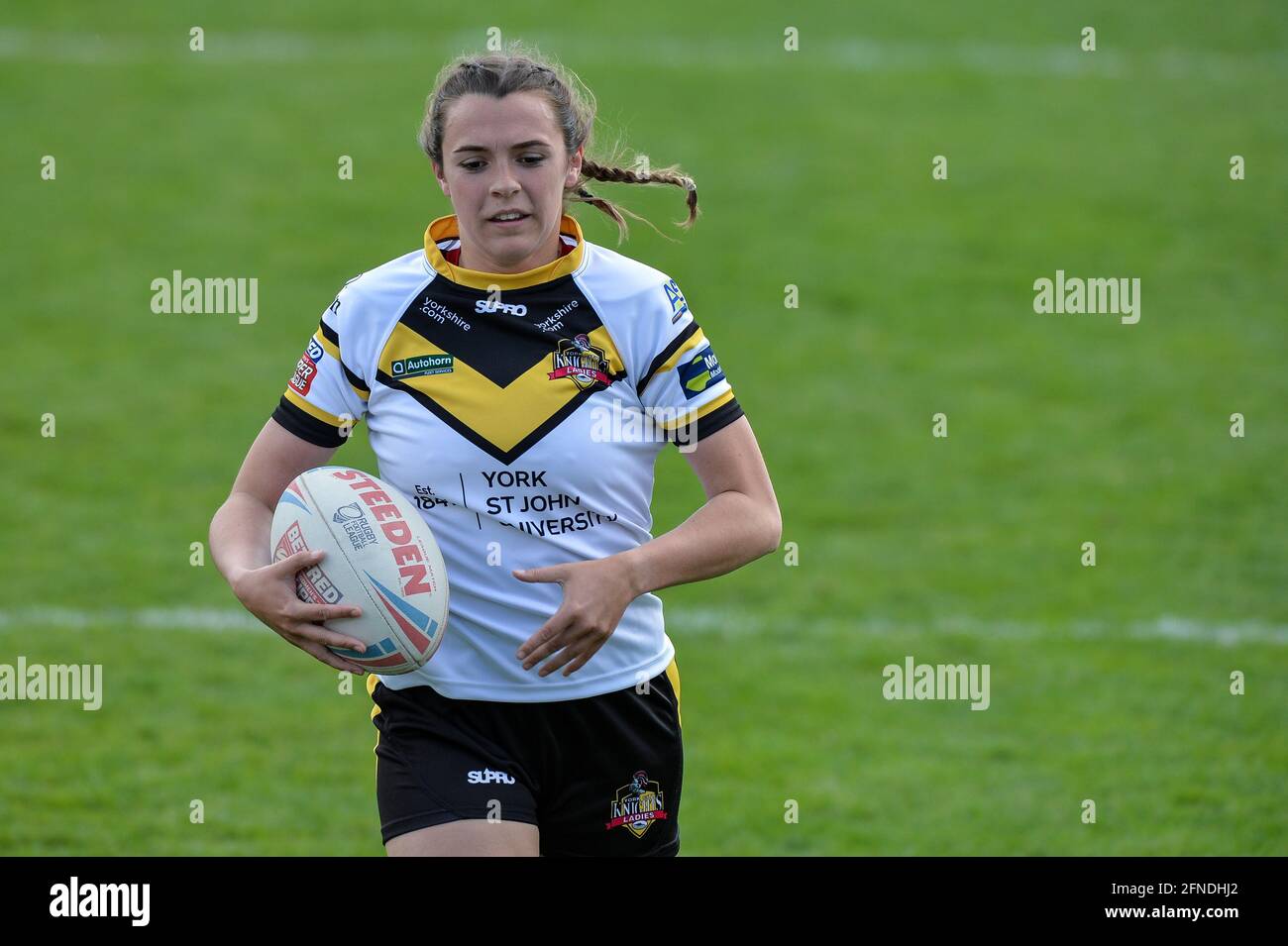 Wakefield, Inghilterra - 16 maggio 2021 - Georgia Taylor of York Knights durante il warm up nella Rugby League Betfred Woman's Super League Featherstone Rovers vs York City Knights al Mobile Rocket Stadium, Wakefield, UK Dean Williams Foto Stock